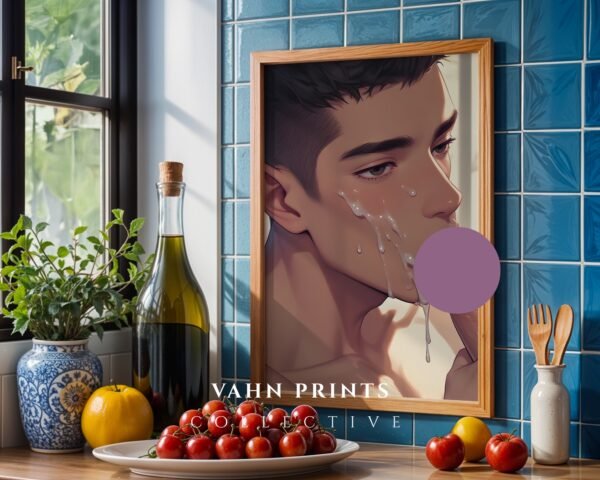 Handsome Nude Anime Male Body Suck Wall Art Poster Muscular Guy Dream Boyfriend Digital