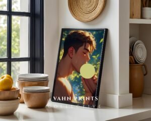 Anime Muscular Nude Male Suck Poster Handsome Boyfriend Fantasy Bedroom Printable