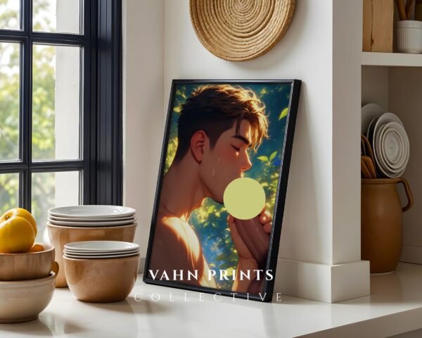 Anime Muscular Nude Male Suck Poster Handsome Boyfriend Fantasy Bedroom Printable