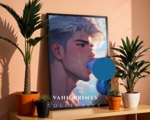 Anime Nude Muscular Male Suck Wall Art Poster Handsome Boyfriend Bedroom Digital Download