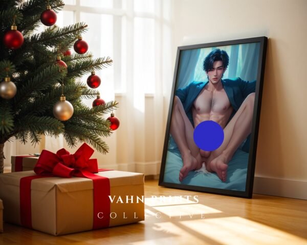 Handsome Nude Anime Male Suck Poster Muscular Guy Fantasy Boyfriend Bedroom Digital Art