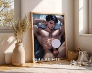 Anime Male Nude Suck Wall Art Print Muscular Handsome Boyfriend Fantasy Bedroom Poster