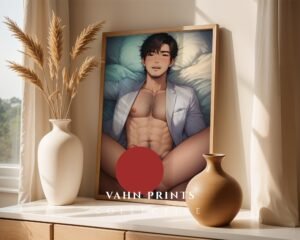 Muscular Nude Anime Male Suck Poster Handsome Dream Boyfriend Bedroom Digital Download