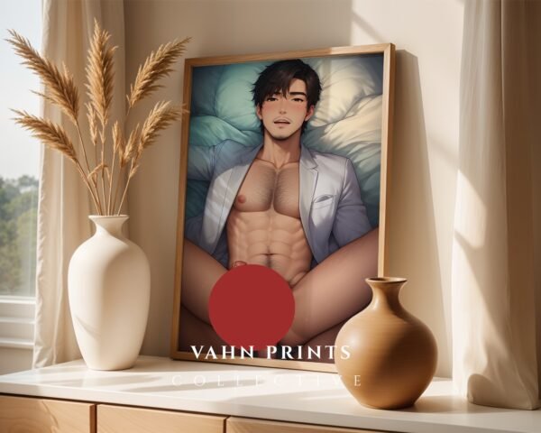 Muscular Nude Anime Male Suck Poster Handsome Dream Boyfriend Bedroom Digital Download