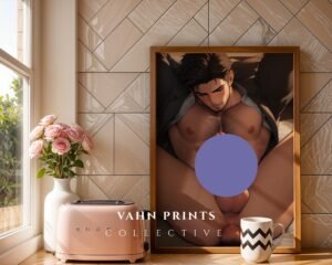 Anime Nude Male Body Suck Wall Art Print Muscular Handsome Boyfriend Fantasy Bedroom Poster