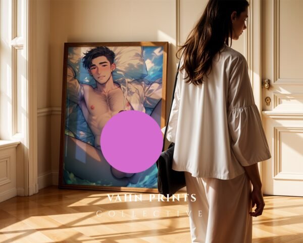 Muscular Nude Anime Male Suck Poster Handsome Dream Boyfriend Bedroom Digital Download