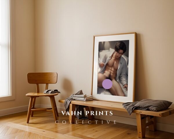 Anime Male Nude Suck Wall Art Print Muscular Handsome Boyfriend Fantasy Bedroom Poster