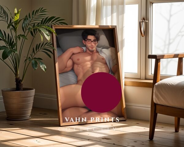 Handsome Nude Anime Male Suck Poster Muscular Guy Dream Boyfriend Bedroom Digital Download