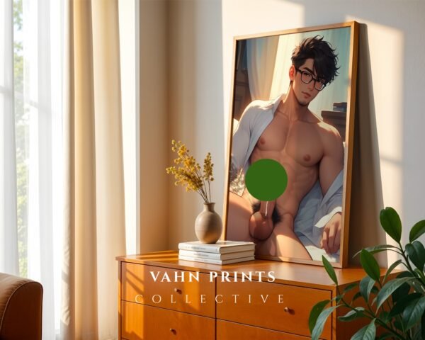 Anime Nude Male Body Suck Wall Art Print Muscular Handsome Boyfriend Fantasy Bedroom Poster