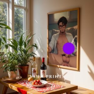 Anime Muscular Male Nude Suck Wall Art Print Handsome Boyfriend Fantasy Bedroom Poster