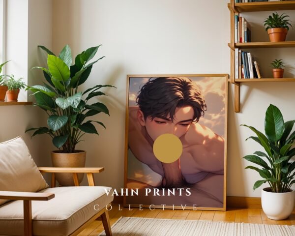 Nude Anime Male Suck Poster Muscular Handsome Boyfriend Fantasy Bedroom Digital Download