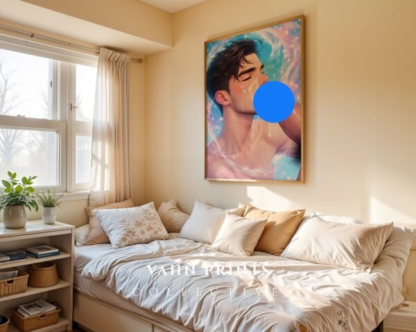 Anime Muscular Male Nude Suck Wall Art Print Handsome Boyfriend Fantasy Bedroom Poster