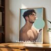 Anime Male Nude Suck Wall Art Print Muscular Handsome Boyfriend Fantasy Bedroom Poster