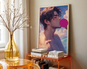 Handsome Nude Anime Male Suck Poster Muscular Guy Dream Boyfriend Bedroom Digital Download