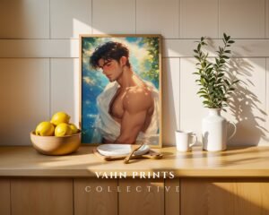 Anime Nude Male Body Suck Wall Art Print Muscular Handsome Boyfriend Fantasy Bedroom Poster