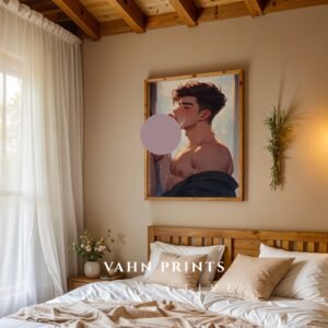 Anime Nude Male Body Suck Wall Art Print Muscular Handsome Boyfriend Fantasy Bedroom Poster