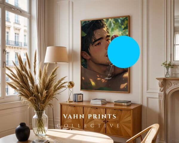 Anime Nude Male Body Suck Wall Art Print Muscular Handsome Boyfriend Fantasy Bedroom Poster