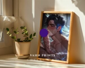 Anime Muscular Male Nude Suck Wall Art Print Handsome Boyfriend Fantasy Bedroom Poster