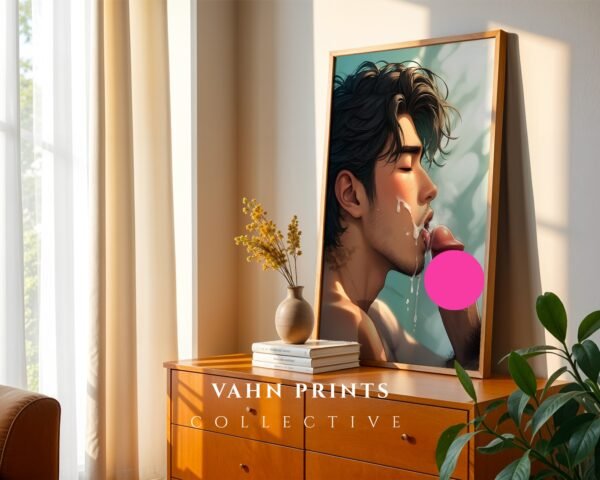 Muscular Nude Anime Male Suck Poster Handsome Boyfriend Fantasy Bedroom Digital Download