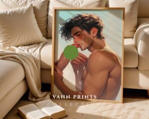 Anime Male Nude Suck Wall Art Print Muscular Handsome Boyfriend Fantasy Bedroom Poster