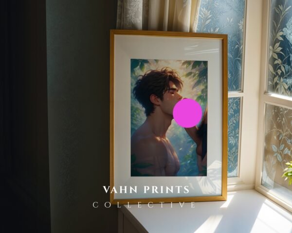 Muscular Nude Anime Male Suck Poster Handsome Boyfriend Fantasy Bedroom Digital Art