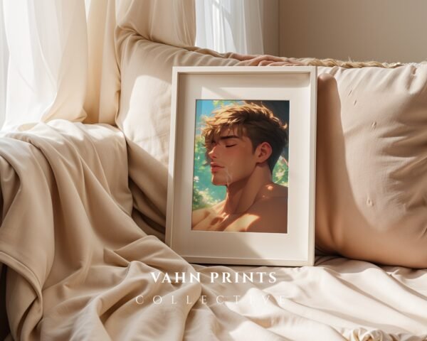 Anime Nude Male Body Suck Wall Art Print Muscular Handsome Boyfriend Fantasy Bedroom Poster