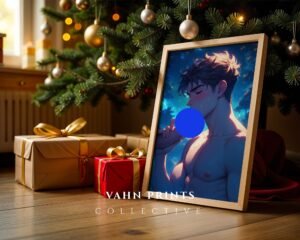Anime Nude Male Suck Wall Art Print Muscular Handsome Boyfriend Fantasy Bedroom Poster