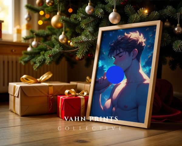 Anime Nude Male Suck Wall Art Print Muscular Handsome Boyfriend Fantasy Bedroom Poster