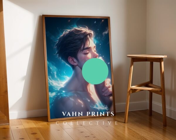 Nude Anime Male Suck Wall Art Print Handsome Muscular Boyfriend Fantasy Bedroom Poster