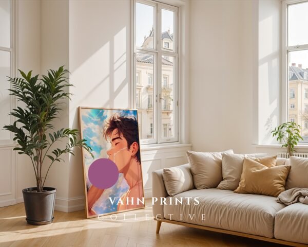 Nude Anime Male Body Suck Poster Muscular Handsome Boyfriend Bedroom Decor Digital Download