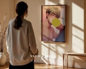Anime Nude Male Suck Wall Art Print Muscular Handsome Boyfriend Fantasy Bedroom Poster