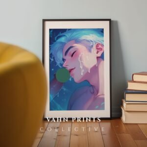 Fantasy Nude Anime Male Suck Wall Art Print Muscular Handsome Dream Boyfriend Poster