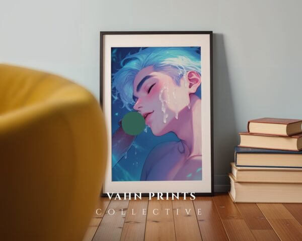 Fantasy Nude Anime Male Suck Wall Art Print Muscular Handsome Dream Boyfriend Poster