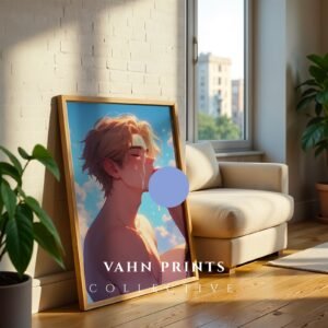 Anime Male Body Suck Poster Handsome Nude Muscular Guy Fantasy Bedroom Wall Decor