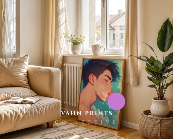 D89c_m1 Anime Muscular Male Suck Poster Nude Boyfriend Fantasy Art Printable Wall Decor