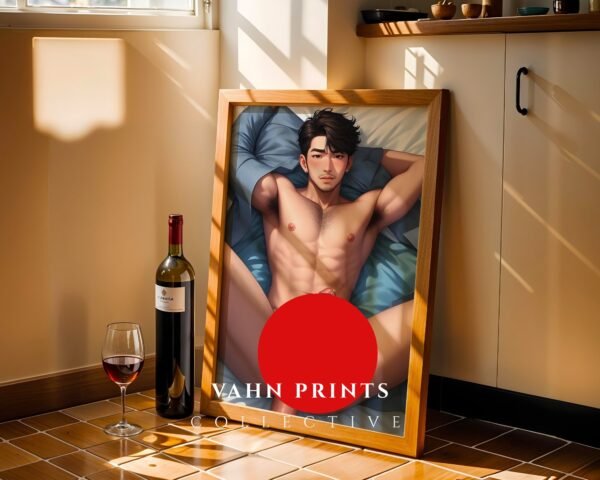 D8c_m1 Anime Nude Male Suck Wall Art Poster Fantasy Handsome Muscular Guy Dream Boyfriend
