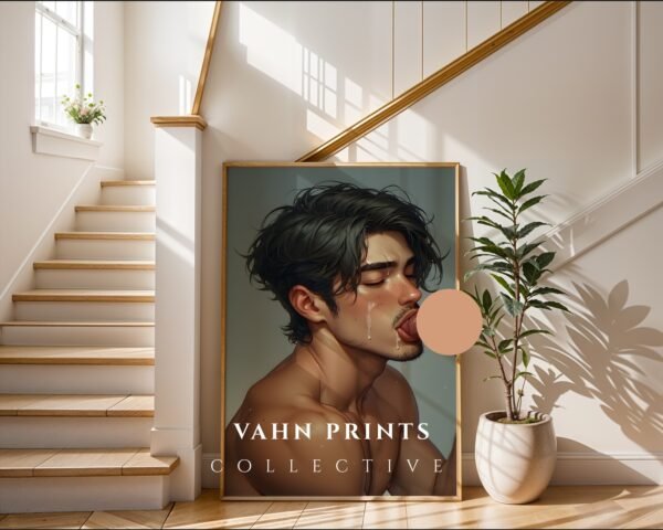 Anime Nude Male Body Suck Wall Art Print Fantasy Boyfriend Muscular Handsome Poster