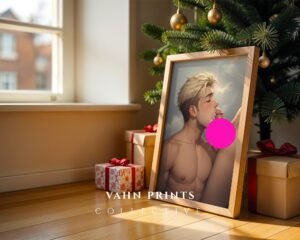 Naked Anime Male Body Suck Poster Handsome Dream Boyfriend Muscular Guy Digital Art