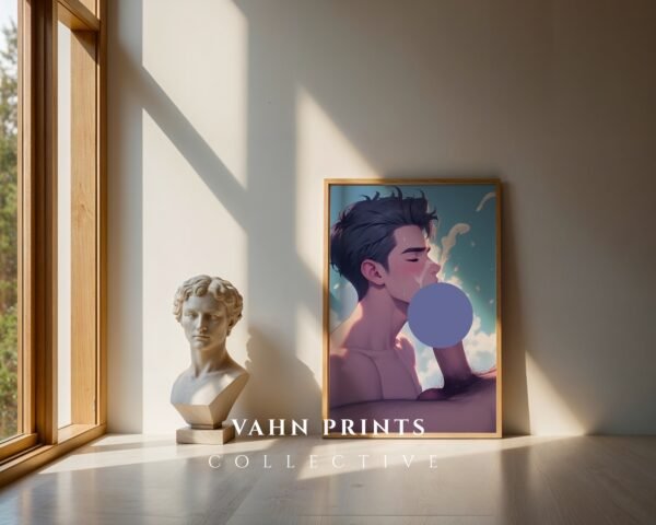 Anime Nude Guy Suck Poster Muscular Male Body Figure Fantasy Boyfriend Printable Art