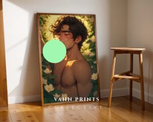 Handsome Nude Male Anime Suck Wall Art Print Muscular Guy Bedroom Decor Digital Download