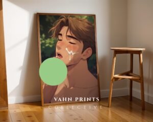 Nude Anime Male Suck Figure Wall Art Print Muscular Handsome Boyfriend Poster Digital Download
