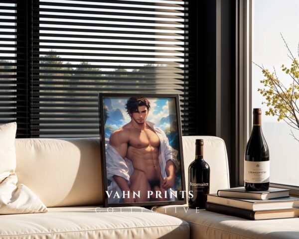 Soulmate Nude Male Wall Art Muscular Guy Romantic Gay Poster Download