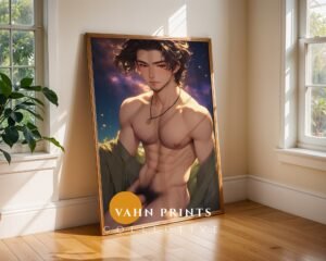 Anime Nude Male Body Wall Art Handsome Muscular Figure Gay Printable
