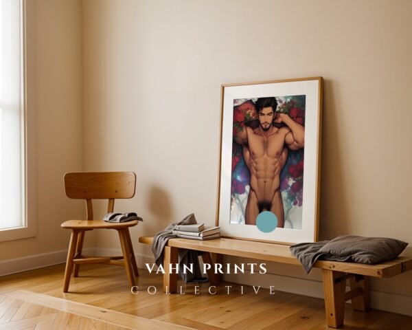 Dream Boyfriend Nude Male Art Print Muscular Figure Gay Printable Poster