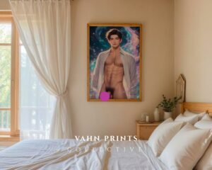 Romantic Nude Male Body Illustration Wall Art Handsome Muscular Gay