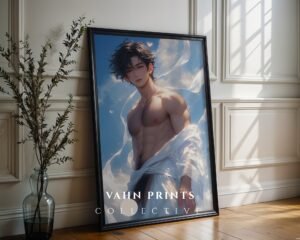 Handsome Nude Male Figure Wall Art Muscular Fantasy Boyfriend Gay Printable