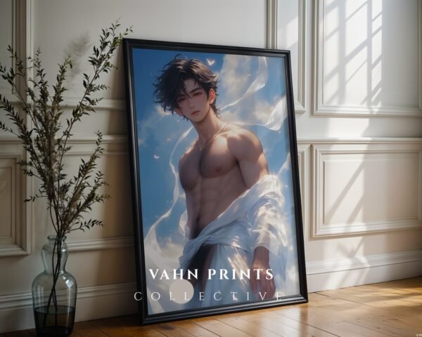 Handsome Nude Male Figure Wall Art Muscular Fantasy Boyfriend Gay Printable