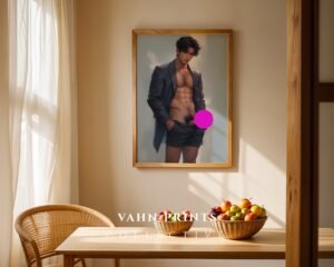 Soulmate Male Nude Body Art Print Handsome Muscular Man Gay Bedroom Poster