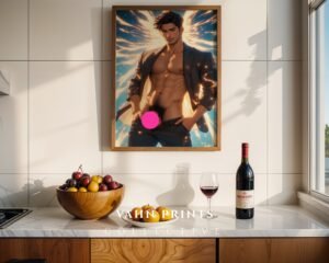 Fantasy Nude Male Illustration Wall Art Muscular Husband Gay Printable Decor
