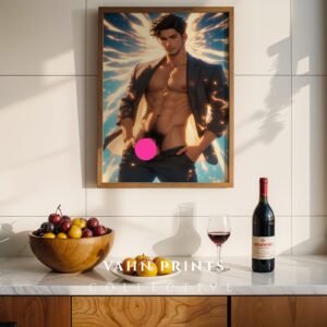 Fantasy Nude Male Illustration Wall Art Muscular Husband Gay Printable Decor